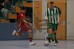 Lotto Bayern Hallencup - Saison 2024/25 - Türkisch SV Ingolstadt - SV Manching - Finale - Dzenis Seferovic grün Manching - Ahmet Altay rot Türkisch - Foto: Meyer Jürgen