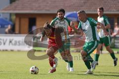 Freundschaftsspiel- Saison 2025/26- SV Kasing - FC Geisenfeld-  - Bilal Rihani grün Geisenfeld - Emre Erbas rot Kasing - Stefan Hoffmann rechts grün GeisenfeldFoto: Meyer Jürgen