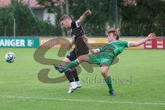 Bezirksliga - Saison 2025/26 - FC Gerolfing - TSV Gaimersheim - Lukas Achhammer (Nr.9 - FC Gerolfing) - Elias Burgfeld (Nr.11 - TSV Gaimersheim) - Foto: Meyer Jürgen