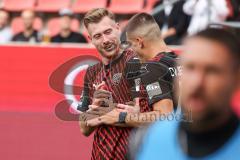 3. Liga; FC Ingolstadt 04 - SSV Ulm 1846; Tor Jubel Treffer 3:0 Jannik Mause (7, FCI) mit Mladen Cvjetinovic (19, FCI)