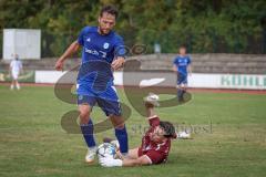 A-Klasse -  Saison 2026/27 - DJK Ingolstadt - TSV Mailing/Feldkirchen - Markus Käser blau DJK Ingolstadt  - Marco Ernhofer TW Mailing hält den Ball - Foto: Meyer Jürgen