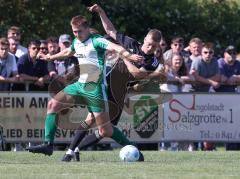 Relegation - Saison 2025/26 - SV Karlskron - FC Geisenfeld - Fabian Graf schwarz Karlskron  - Timo Postruschnik schwarz Karlskron  - Foto: Meyer Jürgen