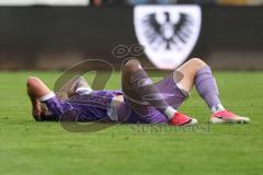 3. Liga - Saison 2026/27 - SC Preussen Münster - FC Ingolstadt 04 - Jonas Scholz (Nr.15 - FCI) erschöpft am Boden nach dem Spiel - XXXXX - Foto: Meyer Jürgen