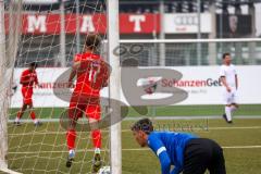 Bayernliga Süd - Saison 2022/2023 - FC Ingolstadt 04 -  VFR Garching - Der 3:0 Führungstreffer durch Krupa Jeroen (Nr.17 - Fc Ingolstadt 04 II) - Jubel - Maximilian Retze Torwart Garching - Foto: Meyer Jürgen