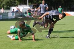 Bezirksliga - Saison 2024/25 - FC Gerolfing - SpVgg Feldmoching - Stefan Hoffmann (Nr.8 - FC Gerolfing) - Alexander Tolikin grau Feldmoching - Foto: Meyer Jürgen