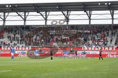 2.BL; FC Ingolstadt 04 - FC Hansa Rostock; Fan Fankurve Banner Fahnen Spruchband