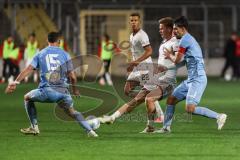 Toto-Pokal 2024; TürkGücü München - FC Ingolstadt 04; Zweikampf Kampf um den Ball Sebastian Grönning (11, FCI) Haimerl, Deniz (5TGM) Dzemailji, Faton (15 TGM)