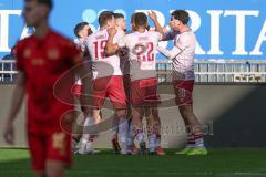 3. Liga - Saison 2025/26 - SV Wehen/Wiesbaden - FC Ingolstadt 04  - Max Plath (Nr.14 - FCI) schiesst den 1:1 Ausgleichstreffer - jubel - Foto: Meyer Jürgen