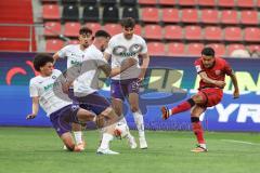 3. Liga; FC Ingolstadt 04 - Erzgebirge Aue; Fredrik Carlsen (8, FCI) Malone Ryan (16 Aue) Fabisch Jonah (20 Aue) Zobel Tristan (25 Aue) Simnica Luan (5 Aue)