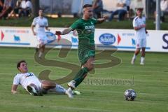 Landesliga - Saison 2024/25 - SV Manching - SV Cosmos Aystetten - Fabian Neumayer (Nr.9 - SV Manching) - Fabian Krug weiss Aystetten - Foto: Meyer Jürgen