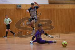 Hallenturnier Gaimersheim - Saison 2025/26 - TSV Baar-Ebenhausen - TSV Ober-u.Unterhaunstadt - Amadeus Taubert grau Oberhaunstadt - Marc Zimmer Torwart Ebenhausen - Foto: Meyer Jürgen