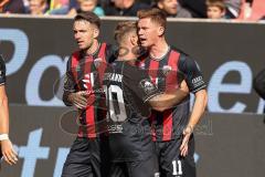 3. Liga; FC Ingolstadt 04 - FC Hansa Rostock; Tor Jubel Treffer 2:1 Sebastian Grönning (11, FCI) Yannick Deichmann (20, FCI) Max Besuschkow (17, FCI)