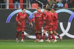 3. Liga; FC Ingolstadt 04 - TSV 1860 München; Tor Jubel Treffer 1:0 Dennis Kaygin (10, FCI) Ognjen Drakulic (30, FCI) Yann Sturm (7, FCI) Max Plath (14 FCI) Max Besuschkow (17, FCI) Marcel Costly (22, FCI) Mattis Hoppe (2, FCI)