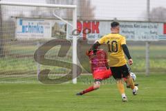 Kreisliga - Saison 2024/25- TSV Lichtenau - FC Mindelstetten -  Der 3:0 Führungstreffer durch - Mentor Haliti gelb Lichtenau - jubel - Fabian Sangl Torwart Mindelstetten - Foto: Meyer Jürgen