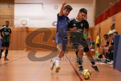 Hallenturnier Gaimersheim - Saison 2025/26 - TSV Gaimersheim - DJK Ingolstadt - Fabio Schwarzl blau DJK  - Nico von Swiontek Brzezinski schwarz Gaimersheim - Foto: Meyer Jürgen