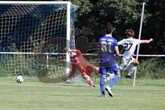 Kreisliga
 - Saison 2024/25- TSV Oberh./Unterhaunstadt - SV Kasing-  - Ali Cakmakci Torwart Oberh.stadt - Jan Witek weiss Kasing mit dem 1:2 Anschlusstreffer - jubel - Foto: Meyer Jürgen