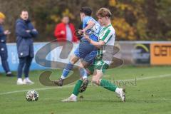 Landesliga - Saison 2025/26 - SV Manching - VFB Durach - Luca Bienek (Nr.16 - SV Manching) -Thiel Marcel blau Durach  - Foto: Meyer Jürgen