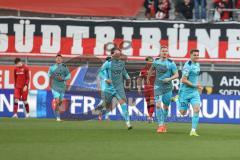 3. Liga; FC Ingolstadt 04 - FC Viktoria Köln; Tor Jubel Treffer für Köln, 0:2 Otto David (10 VK) Sponsel Meiko (19 VK) Eisenhuth Tobias (6 VK)