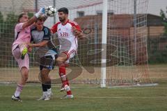 Kreisliga- Saison Saison 2026/27 - SV Türkisch Ingolstadt - TSV Ober./Unterhaunstadt -  Ali Cakmakci TW Ober./Unterh.stadt  - Fabio Udella grau Ober./Unterh.stadt  - Emre Erdogan weiss Türkisch rechts - Foto: Meyer Jürgen