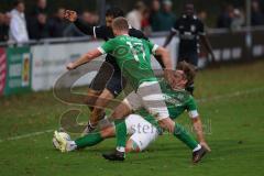 2023_10_21 - Kreisliga - Saison 2023/24 - FC Gerolfing - FC Fatih Ingolstadt - Akif Abasikeles schwarz Fatih - Matthias Hamm grün Gerolfing - Philipp Haunschild grün Gerolfing mitte - Foto: Meyer Jürgen