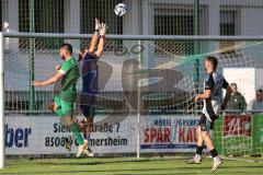 Bezirksliga - Saison 2025/26 - FC Gerolfing - TSV Ober./Unterh.stadt - Christian Träsch grün Gerolfing - Torwart Ali Cakmakci (Nr.1 - TSV Ober-/Unterh.stadt) - Foto: Meyer Jürgen