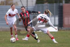 2. Bundesliga Frauen - Saison 2025/26 - FC Ingolstadt 04 Frauen - VFB Stuttgart  - Felix Lara (Nr.13 - FC Ingolstadt Frauen I) - Schetter Leonie weiss Stuttgart  - Foto: Meyer Jürgen