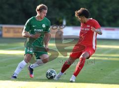Landesliga - Saison 2026/27 - SV Manching - FC Memmingen II - Dominik Juric (Nr.19 - SV Manching) - Lopez Palomino Mario rot Memmingen - Foto: Meyer Jürgen