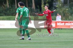 Landesliga - Saison 2024/25 - SV Manching - FSV Pfaffenhofen -  Der 0:1 Führungstreffer durch - Untersänger Maurice rot Pfaffenhofen -  jubel -  - Foto: Meyer Jürgen