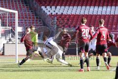 Testspiel; 1. FC Nürnberg - FC Ingolstadt 04 - Torchance verpasst Sebastian Grönning (11, FCI) Torwart Reichert Jan (1 FCN) Danilo Soares (3 FCN)