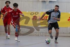 Lotto Bayern Hallencup - Saison 2024/25 - Türkisch SV Ingolstadt - TSV Ober./Unterhaunstadt- Baris Soysal grau Ober./Unterhaunstadt  - Ahmet Altay rot Türkisch - Foto: Meyer Jürgen