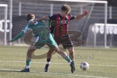 *** A-Junioren Bundesliga  - Saison 2025/26 - FC Ingolstadt 04 - SpVgg Greuther Fürth - Distl Manuel schwarz FCI - Mann Silas grün Fürth  - Foto: Meyer Jürgen