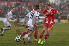 DFB -Pokal Frauen - Saison 2025/26 - FC Ingolstadt 04 Frauen - FC Bayern München - Emma Kusch (Nr.9 - FC Ingolstadt Frauen I) - Sehitler Alara rot Bayern #14 - Foto: Meyer Jürgen