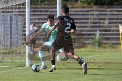 Bayernliga Nord - Saison 2024/25 - FC Ingolstadt 04 II - SV Fortuna Regensburg - Muhammed Atak (Nr.2 - FCI U21)  mit einer vergebenen Torchance - Köpper Nicolas Torwart Regensburg - XXXXX - Foto: Meyer Jürgen