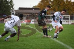 Bezirksliga - Saison 2026/27 - TSV Gaimersheim - FC Türk Sport Garching - Baldwin Wilson weiss Garching links - Marcus Keilwerth schwarz Gaimersheim -  Kerem Tokdemir weiss Garching - Foto: Meyer Jürgen