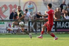 Toto - Pokal - Saison 2024/25 - TSV Lohr - FC Ingolstadt 04 - Mattis Hoppe (Nr.2 - FCI) - Filipe Esteves (Nr.3 - TSV Lohr) - Foto: Meyer Jürgen