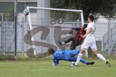 Bayernliga Nord - Saison 2024/25 - FC Ingolstadt 04 II - TSV Karlburg - Leon Zwickl Torwart Karlsburg - Jason Osei Tutu (Nr.11 - FCI U21) - XXXXX - Foto: Meyer Jürgen