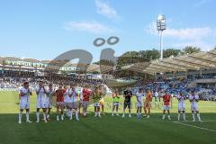 3. Liga; 1. FC Saarbrücken - FC Ingolstadt 04 - Sieg Jubel Freude Spieler bedanken sich bei den Fans