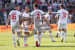 Toto-Pokal Finale; Würzburger Kickers - FC Ingolstadt 04; Kopfball Tor Jubel Treffer Ryan Malone (16, FCI) 1:2 Siegtreffer JMarcel Costly (22, FCI) Sebastian Grönning (11, FCI)