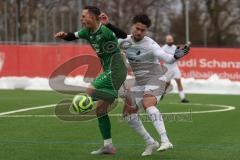 AUDI - Schanzer Amateurcup - Finale -  2026  - SV Hundszell - SV Denkendorf - Jonas Löffler grün Denkendorf - Johannes Rindlbacher weiss Hundszell - Foto: Meyer Jürgen