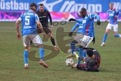 3. Liga - Saison 2025/26 - Hansa Rostock - FC Ingolstadt 04  - Emilio Kehrer (Nr.44 - FCI) - Christian Kinsombi (Nr.27 - Hansa Rostock) - Cedric Harenbrock (Nr.8 - Hansa Rostock) - Foto: Meyer Jürgen