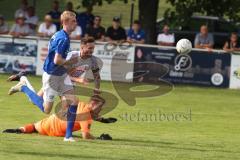 Kreisklasse - Saison 2024/25- TSV Großmehring - SV Oberstimm - Butrint Iberdemaj weiss Oberstimm - Dominic Schüren blau Großmehring - Maximilian Förstl Torwart Großmehring - Foto: Meyer Jürgen