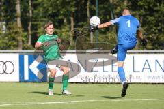 Kreisliga - Saison 2023/2024 - FC Gerolfing - FC Hitzhofen/Oberzell - Lukas Achhammer grün Gerolfing - Valentin Puhar Torwart Hitzhofen - Foto: Meyer Jürgen