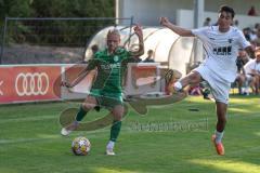 Testspiel - Saison 2025/26 - SV Manching - TSV Gaimersheim - Nico Daffner (Nr.14 - SV Manching) - Eron Dervisi (Nr.27 - TSV Gaimersheim) - Foto: Meyer Jürgen