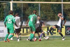Bezirksliga - Saison 2025/26 - TSV Ober./Unterhaunstadt - SVA Palzing - Torwart Ali Cakmakci (Nr.1 - TSV Ober-/Unterh.stadt) - Enes  Erdogan (Nr.5 - TSV Ober-/Unterh.stadt) - Marcel Radlmaier grün Palzing - Foto: Meyer Jürgen