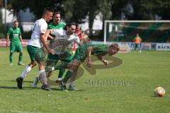 Bezirksliga - Saison 2024/25 - SV Manching - TSV Jetzendorf - Luca Oehler (Nr.3 - SV Manching) - Benedict Geuenich weiss Jetzendorf - Stefan Stöckl weiss links Jetzendorf - Foto: Meyer Jürgen