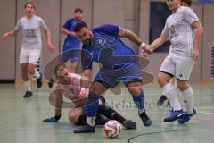 Hallenturnier Ingolstadt Nord - Saison 2024/25 - SV Pulling - SV Oberstimm - David Badrow Torwart Pulling  - Giovanni Russo blau Oberstimm - Foto: Meyer Jürgen