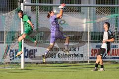 Bezirksliga - Saison 2025/26 - FC Gerolfing - TSV Ober./Unterh.stadt - Christian Träsch grün Gerolfing - Torwart Ali Cakmakci (Nr.1 - TSV Ober-/Unterh.stadt) - Foto: Meyer Jürgen
