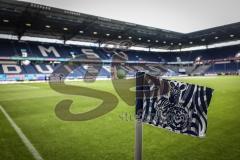 3. Liga; MSV Duisburg - FC Ingolstadt 04; SchauinsLand Arena vor dem Spiel #Eckfahne Zebra