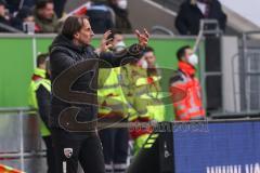 2.BL; Fortuna Düsseldorf - FC Ingolstadt 04; Cheftrainer Rüdiger Rehm (FCI) an der Seitenlinie, Spielerbank