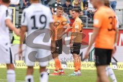 3. Liga; SV Sandhausen - FC Ingolstadt 04; Freistoß Absprache Benjamin Kanuric (8, FCI) Simon Lorenz (32, FCI)